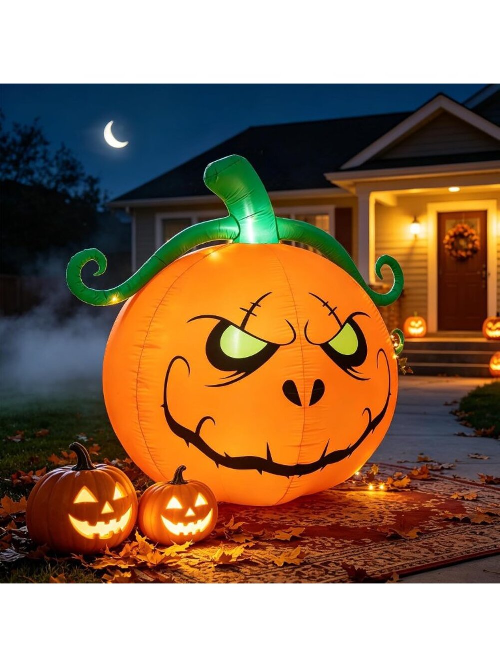 🎃5FT Orange Classic Pumpkin Halloween Inflatables Pumpkin Outdoor Decorations